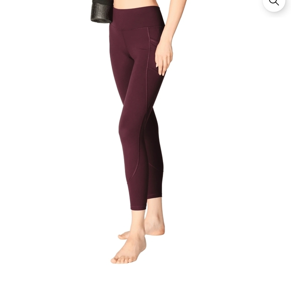 Gottex Pants - X By Gottex Leggings Maroon With Black Panels Size Large NWT